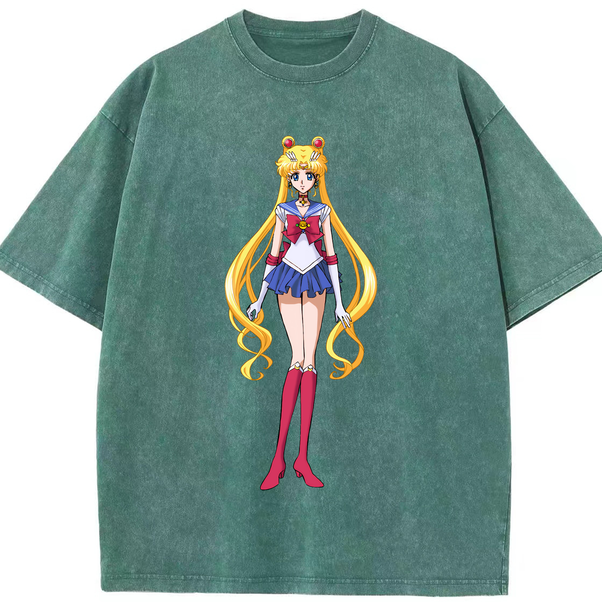 （画像用） 美少女戦士セーラームーン 月野 うさぎ つきの うさぎ Sailor Moon Tsukino Usagi 綿100% ヴィンテージ風 半袖Tシャツ（フロントプリント）